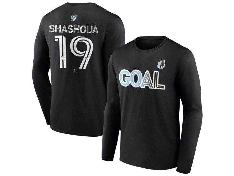 Youth Minnesota United FC Goal #19 Samuel Shashoua Long Sleeve T-Shirt - Black