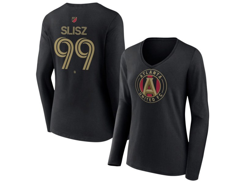 Women's Atlanta United FC #99 Bartosz Slisz Team Authentic Long Sleeve V-Neck T-Shirt - Black