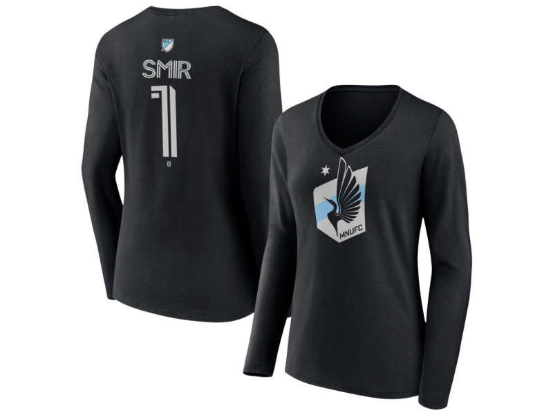 Women's Minnesota United FC #1 Alec Smir Team Authentic Long Sleeve V-Neck T-Shirt - Black