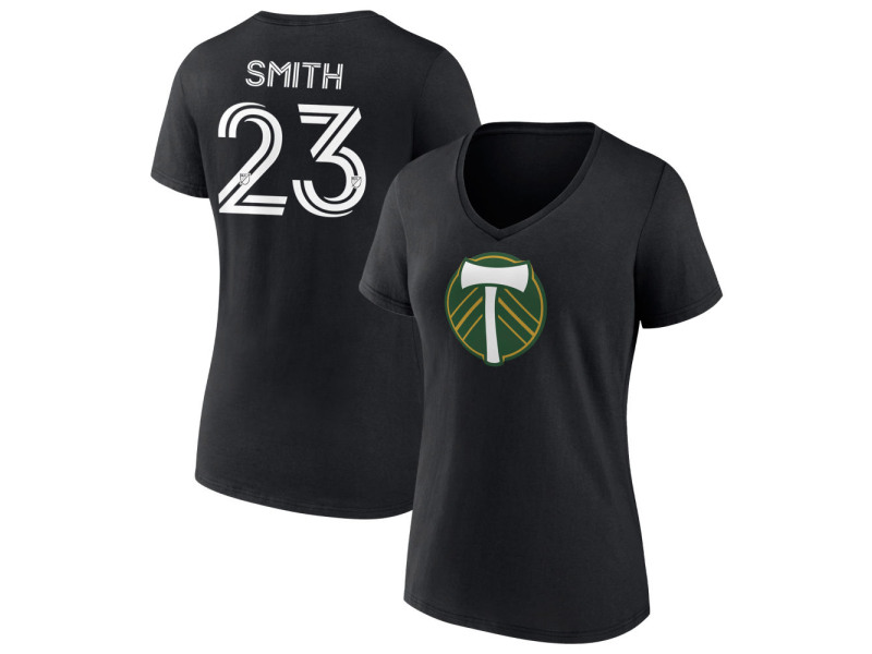 Women's Portland Timbers #23 Ian Smith V-Neck T-Shirt - Black