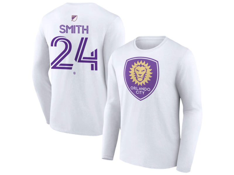 Men's Orlando City SC Authentic Stack #24 Kyle Smith Long Sleeve T-Shirt - White