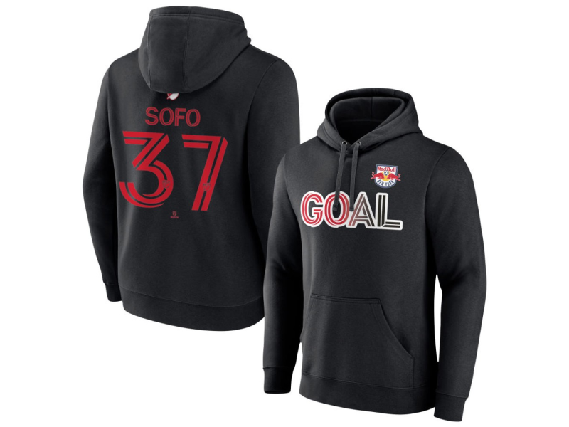 Men's New York Red Bulls Goal #37 Mohammed Sofo Pullover Hoodie - Black