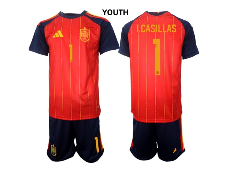 Youth I.CASILLAS Spain 2026 World Cup Home Fan Jersey - Red