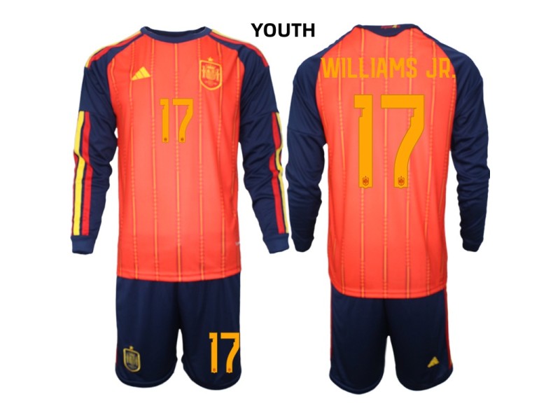 Youth WILLIAMS JR. Spain 2026 World Cup Home Fan Jersey - Red