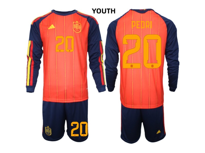 Youth PEDRI Spain 2026 World Cup Home Fan Jersey - Red