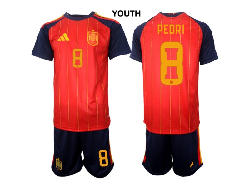 Youth PEDRI Spain 2026 World Cup Home Fan Jersey - Red