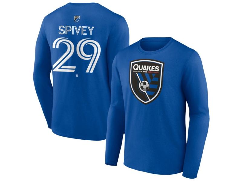 Youth San Jose Earthquakes #29 Keidren Spivey Team Authentic Long Sleeve T-Shirt - Royal