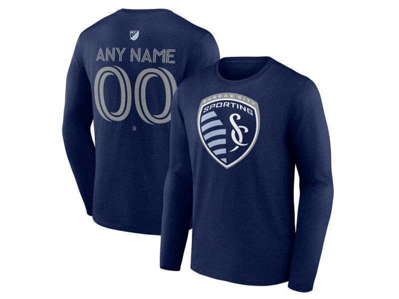 Men's Sporting Kansas City Custom Team Authentic Long Sleeve T-Shirt - Navy