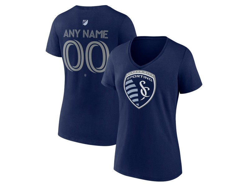 Women's Sporting Kansas City Custom Team Authentic V-Neck T-Shirt - Navy