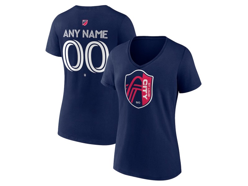 Women's St. Louis City SC Custom Team Authentic V-Neck T-Shirt - Navy