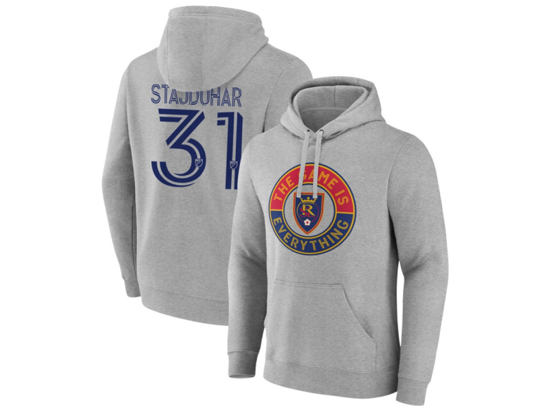 Men's Real Salt Lake The Game Is Everything #31 Mason Stajduhar Pullover Hoodie - Gray