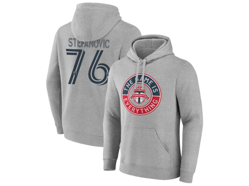 Men's Toronto FC The Game Is Everything #76 Lazar Stefanovic Pullover Hoodie - Gray