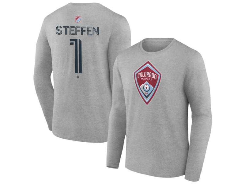 Youth Colorado Rapids #1 Zack Steffen Team Authentic Long Sleeve T-Shirt - Gray