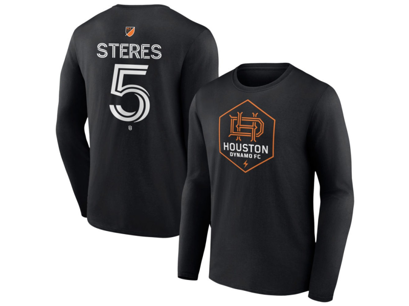 Men's Houston Dynamo FC Authentic Stack #5 Daniel Steres Long Sleeve T-Shirt - Black