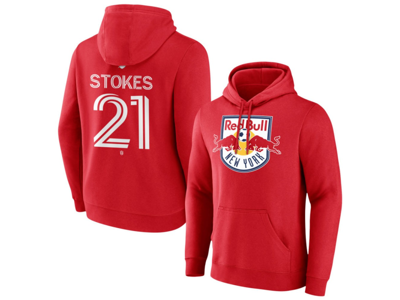 Youth New York Red Bulls #21 Aiden Stokes Team Authentic Pullover Hoodie - Red