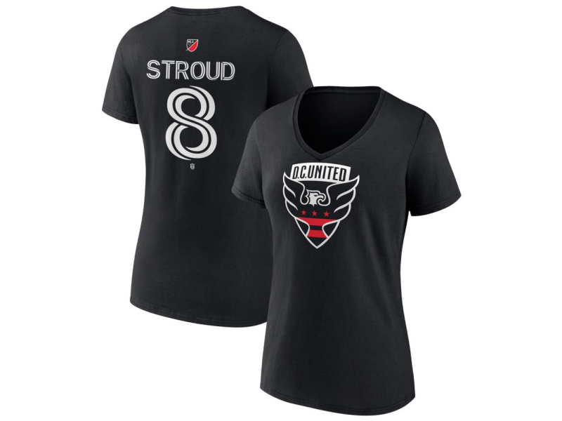 Women's D.C. United #8 Jared Stroud Team Authentic V-Neck T-Shirt - Black