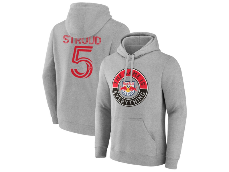 Men's New York Red Bulls The Game Is Everything #5 Peter Stroud Pullover Hoodie - Gray