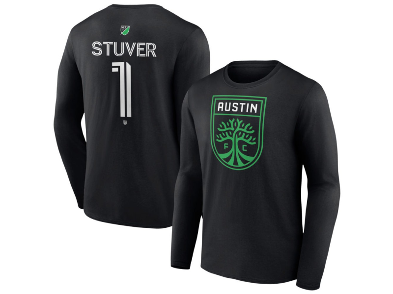 Youth Austin FC #1 Brad Stuver Team Authentic Long Sleeve T-Shirt - Black