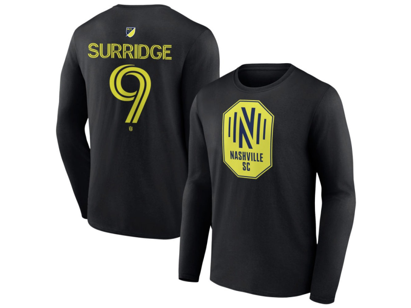 Youth Nashville SC #9 Sam Surridge Team Authentic Long Sleeve T-Shirt - Black