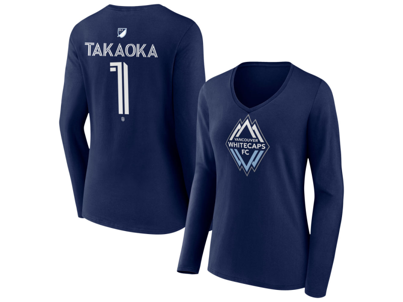 Women's Vancouver Whitecaps FC #1 Yohei Takaoka Team Authentic Long Sleeve V-Neck T-Shirt - Navy
