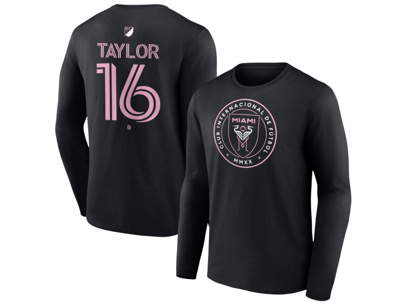 Youth Inter Miami CF Authentic Stack #16 Robert Taylor Long Sleeve T-Shirt - Black