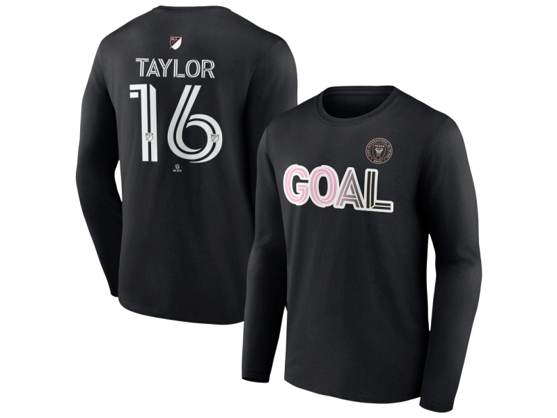 Men's Inter Miami CF Goal #16 Robert Taylor Long Sleeve T-Shirt - Black