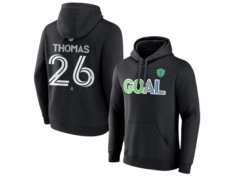 Men's Seattle Sounders FC Goal #26 Andrew Thomas Pullover Hoodie - Black