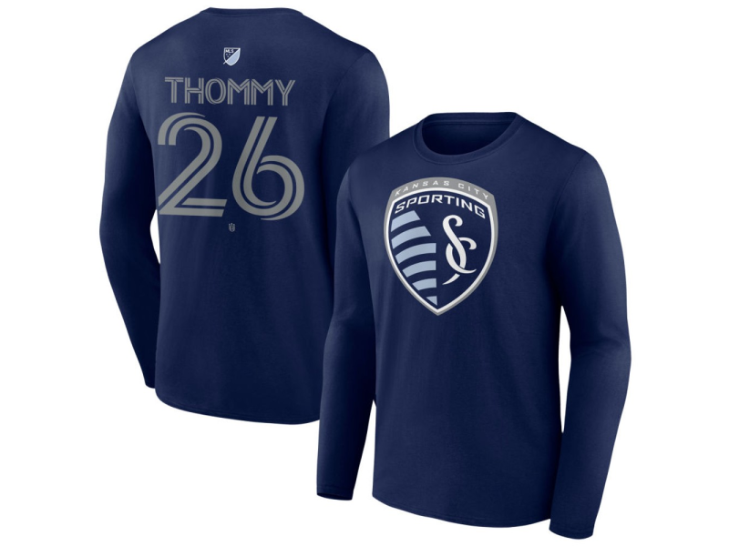 Youth Sporting Kansas City #26 Erik Thommy Team Authentic Long Sleeve T-Shirt - Navy
