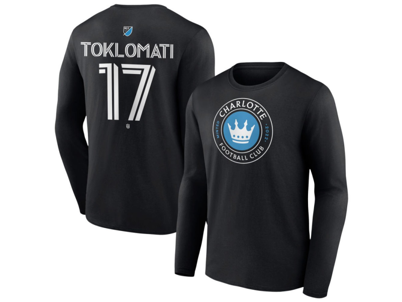 Youth Charlotte FC #17 Idan Toklomati Team Authentic Long Sleeve T-Shirt - Black