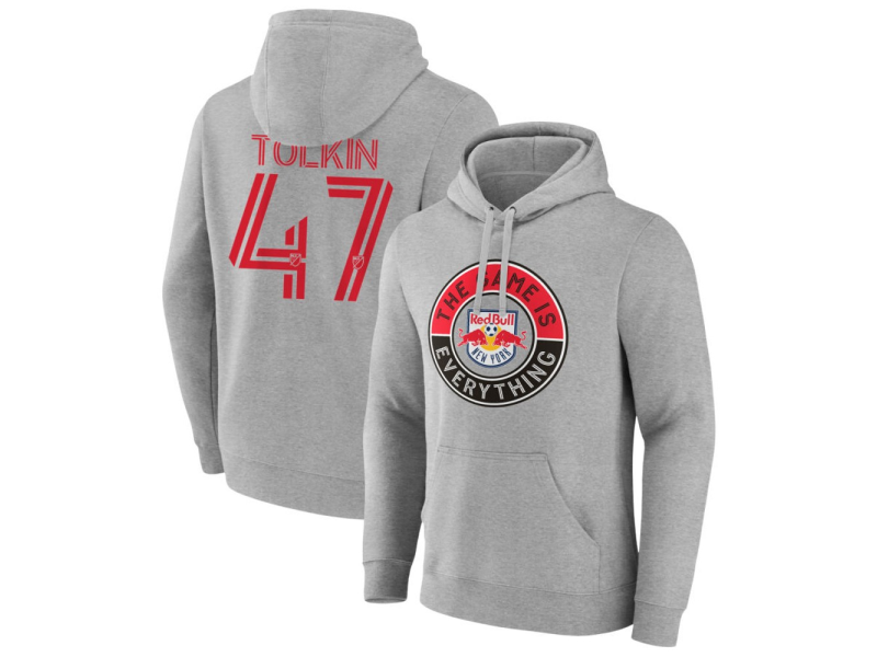 Men's New York Red Bulls The Game Is Everything #47 John Tolkin Pullover Hoodie - Gray