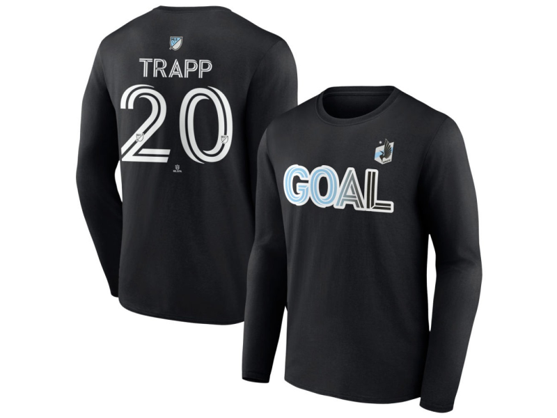 Men's Minnesota United FC Goal #20 Wil Trapp Long Sleeve T-Shirt - Black