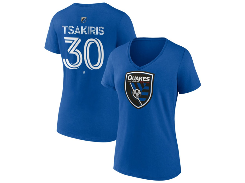 Women's San Jose Earthquakes #30 Niko Tsakiris Team Authentic V-Neck T-Shirt - Royal