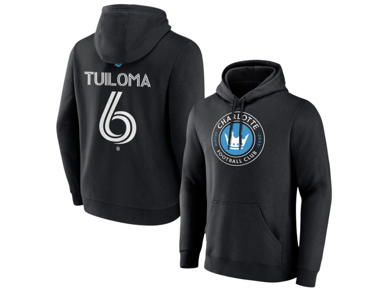 Youth Charlotte FC #6 Bill Tuiloma Team Authentic Pullover Hoodie - Black