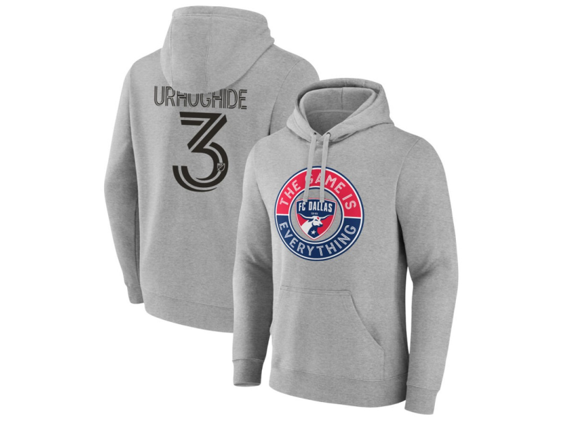 Men's FC Dallas The Game Is Everything #3 Osaze Urhoghide Pullover Hoodie - Gray