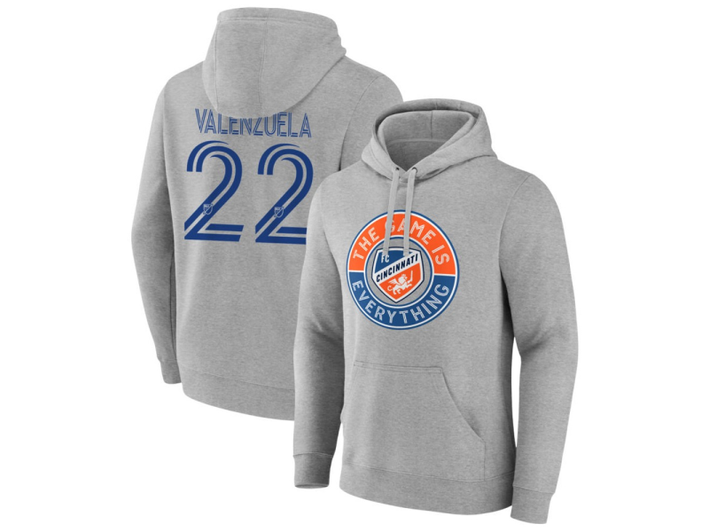 Men's FC Cincinnati The Game Is Everything #22 Dado Valenzuela Pullover Hoodie - Gray