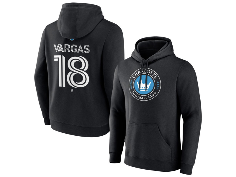 Youth Charlotte FC #18 Kerwin Vargas Team Authentic Pullover Hoodie - Black
