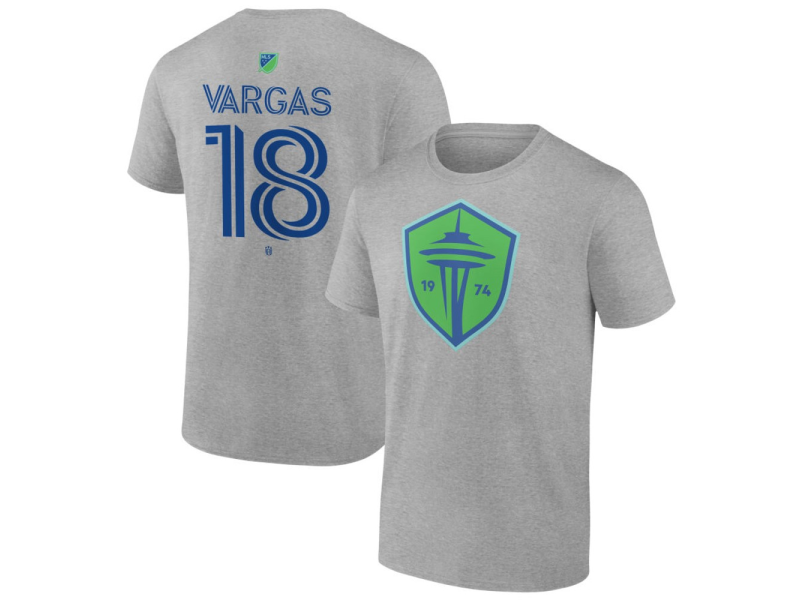 Men's Seattle Sounders FC Authentic Stack #18 Obed Vargas T-Shirt - Gray