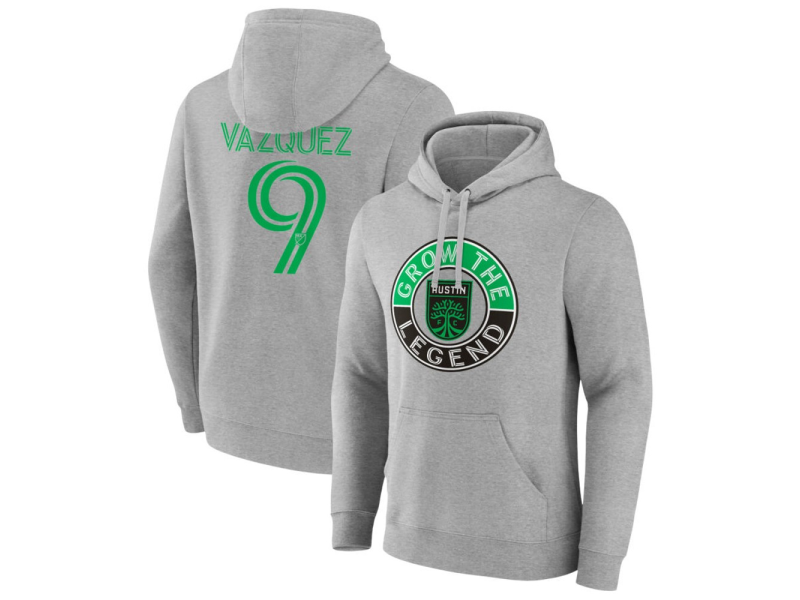 Men's Austin FC The Game Is Everything #9 Brandon Vazquez Pullover Hoodie - Gray