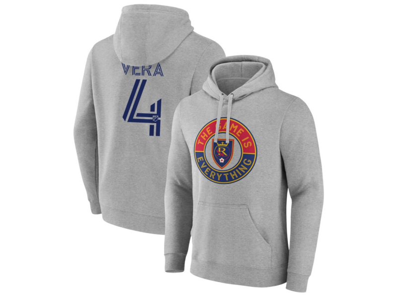 Men's Real Salt Lake The Game Is Everything #4 Brayan Vera Pullover Hoodie - Gray