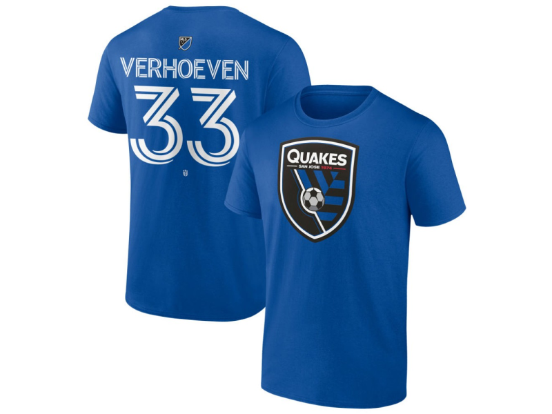 Youth San Jose Earthquakes #33 Oscar Verhoeven Team Authentic T-Shirt - Royal