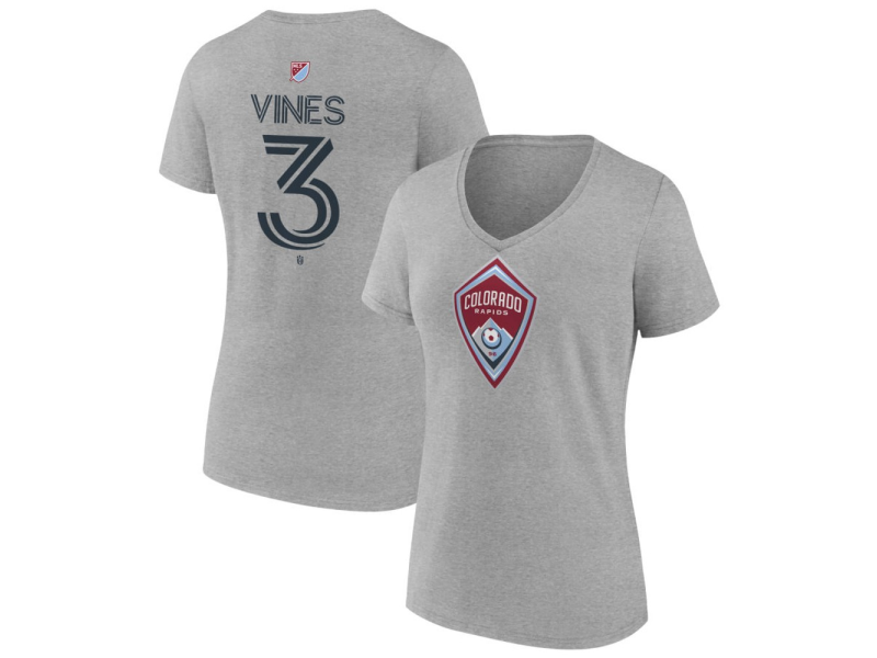 Women's Colorado Rapids #3 Sam Vines Team Authentic V-Neck T-Shirt - Gray