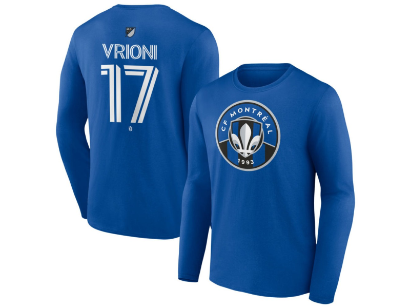 Youth CF Montreal #17 Giacomo Vrioni Team Authentic Long Sleeve T-Shirt - Royal