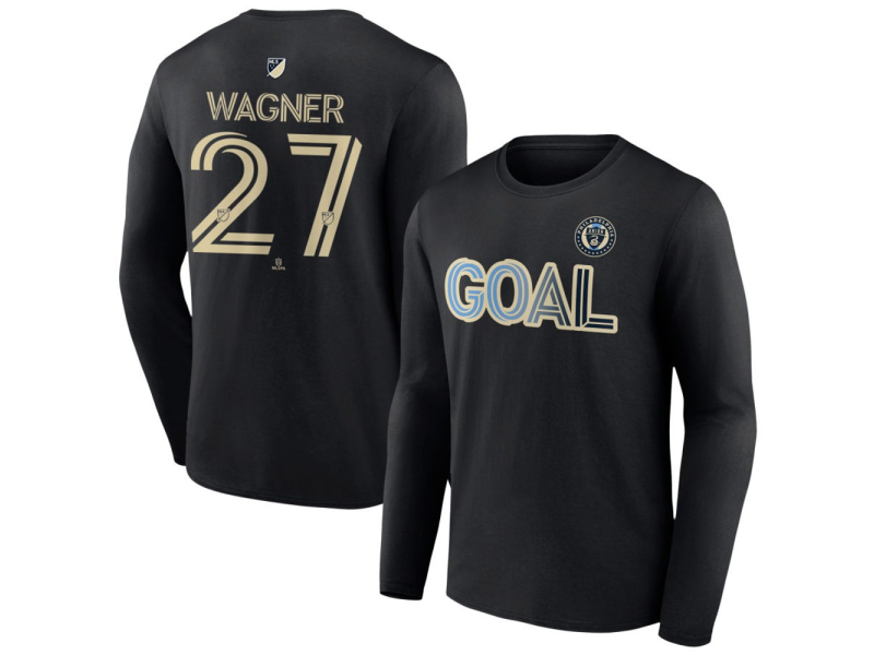 Men's Philadelphia Union Goal #27 Kai Wagner Long Sleeve T-Shirt - Black