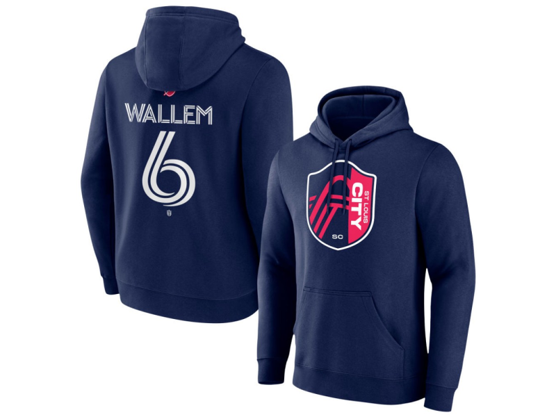 Men's St. Louis City SC #6 Conrad Wallem Team Authentic Pullover Hoodie - Navy