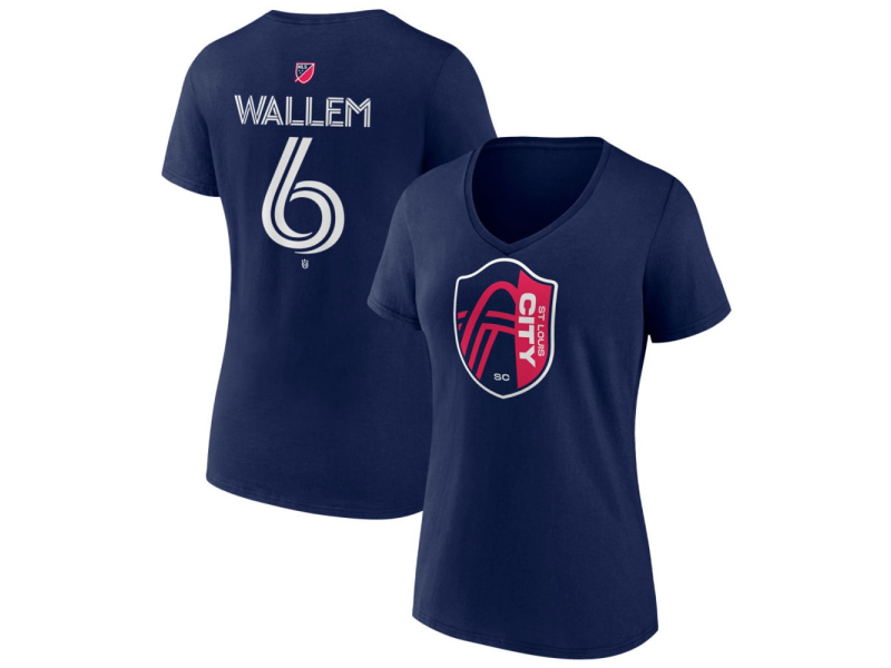 Women's St. Louis City SC #6 Conrad Wallem Team Authentic V-Neck T-Shirt - Navy