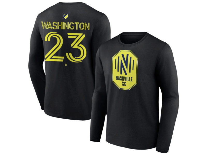 Men's Nashville SC #23 Taylor Washington Team Authentic Long Sleeve T-Shirt - Black