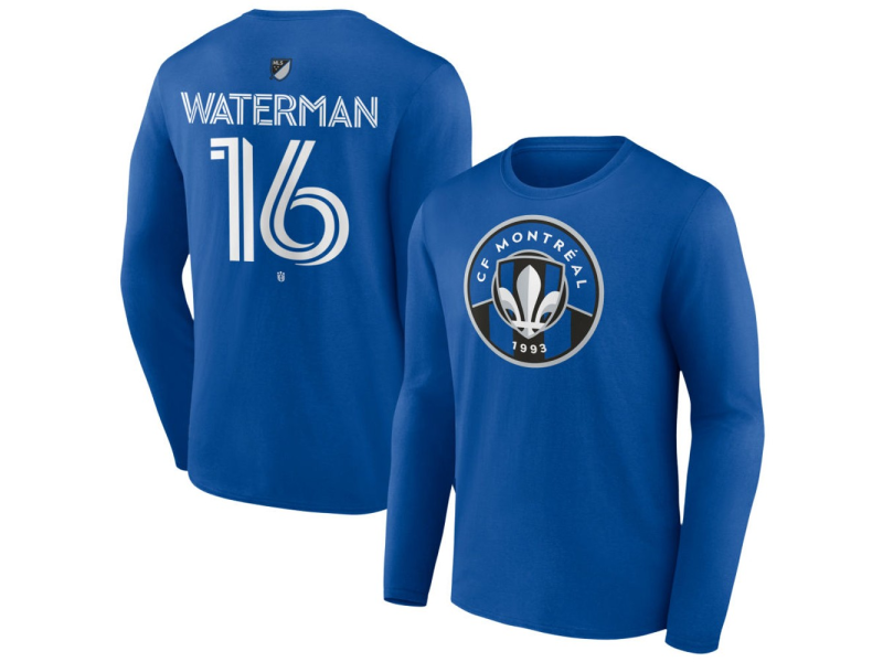 Youth CF Montreal #16 Joel Waterman Team Authentic Long Sleeve T-Shirt - Royal