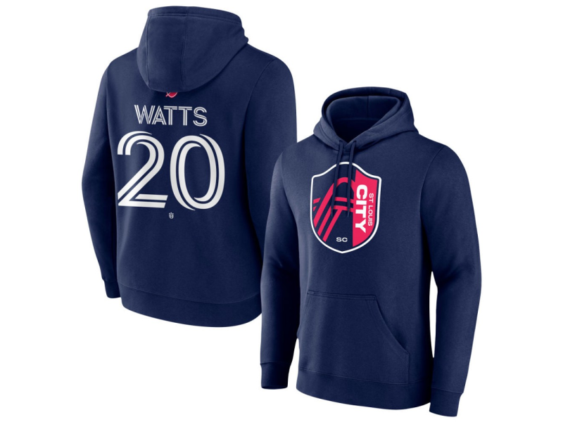 Men's St. Louis City SC #20 Akil Watts Team Authentic Pullover Hoodie - Navy