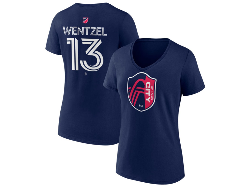 Women's St. Louis City SC #13 Michael Wentzel Team Authentic V-Neck T-Shirt - Navy