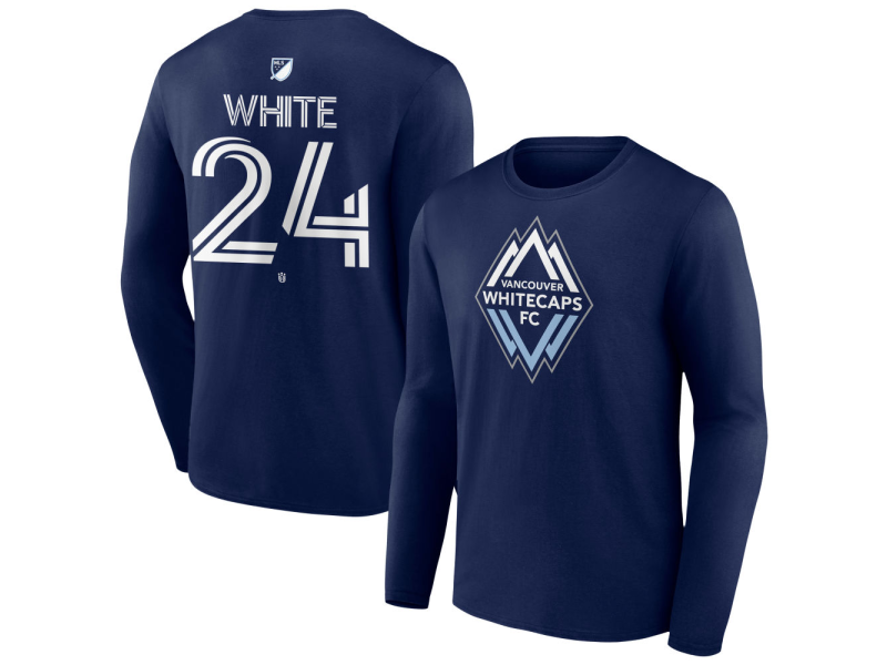 Men's Vancouver Whitecaps FC #24 Brian White Team Authentic Long Sleeve T-Shirt - Navy